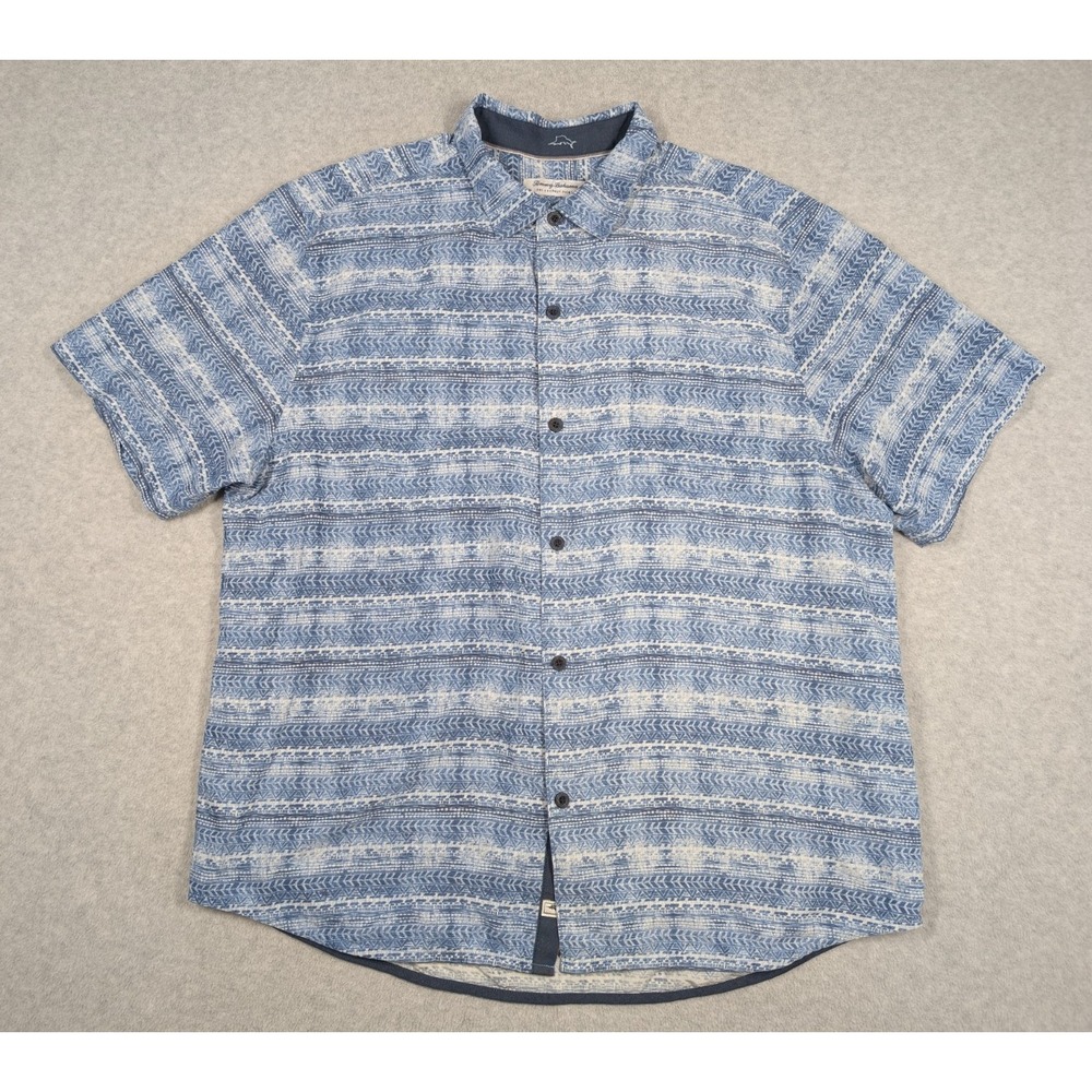 Tommy Bahama Men Shirt XXL The Coconut Point Tribal Aztec Button Up Short Sleeve
